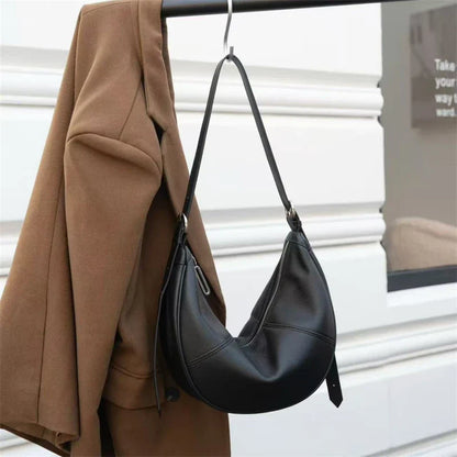 Slouchy Genuine Leather Hobo Bags For Women Luxury Cowhide Soft Crescent Shoulder Bag Crossbody Work Purses Handbags