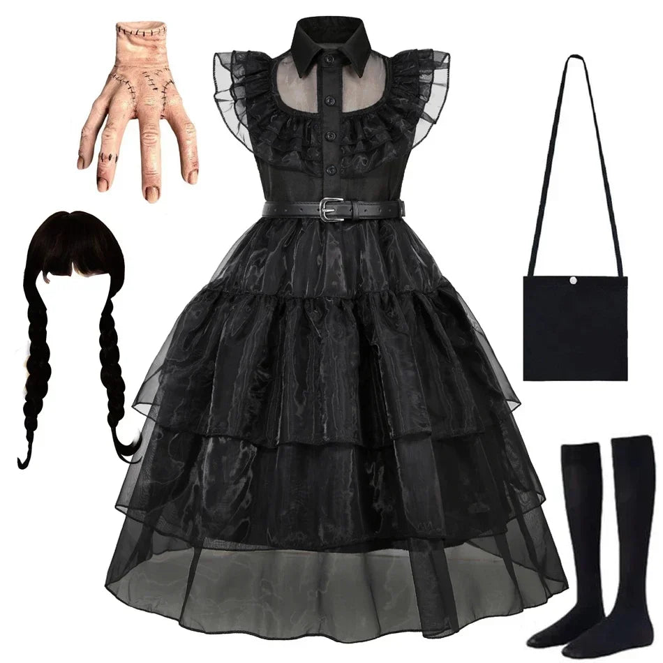 Black Princess Costume Girls Kids Black Gothic Dress