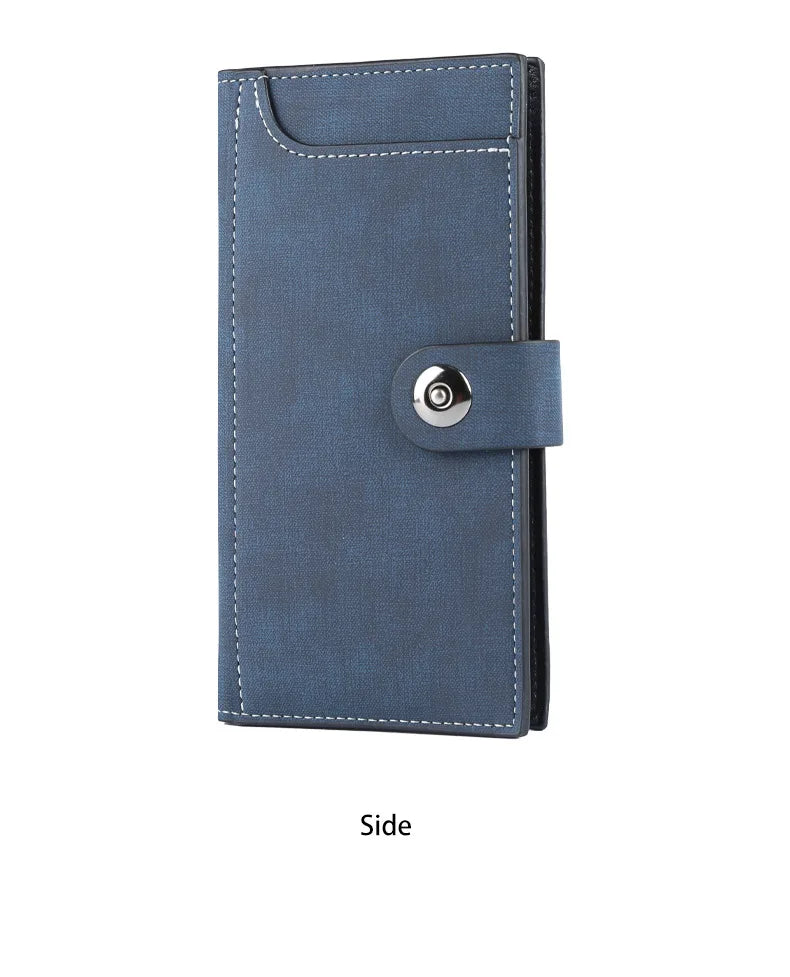 Magnetic Buckle Trifold Men Wallet PU Leather Business Casual Multi Card Holder Short Long Style Male Daily Purse Cartera Hombre