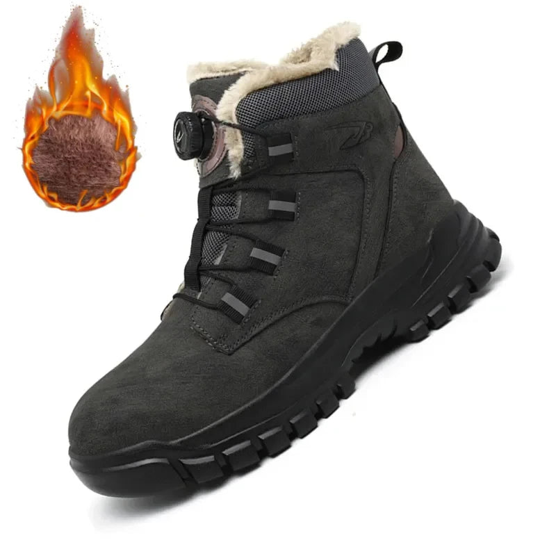 New 2024 Fashion Winter Warm Labor Boots For Men Waterproof Steel Toe Cap Safety Work Shoes Sneakers Male Footwear