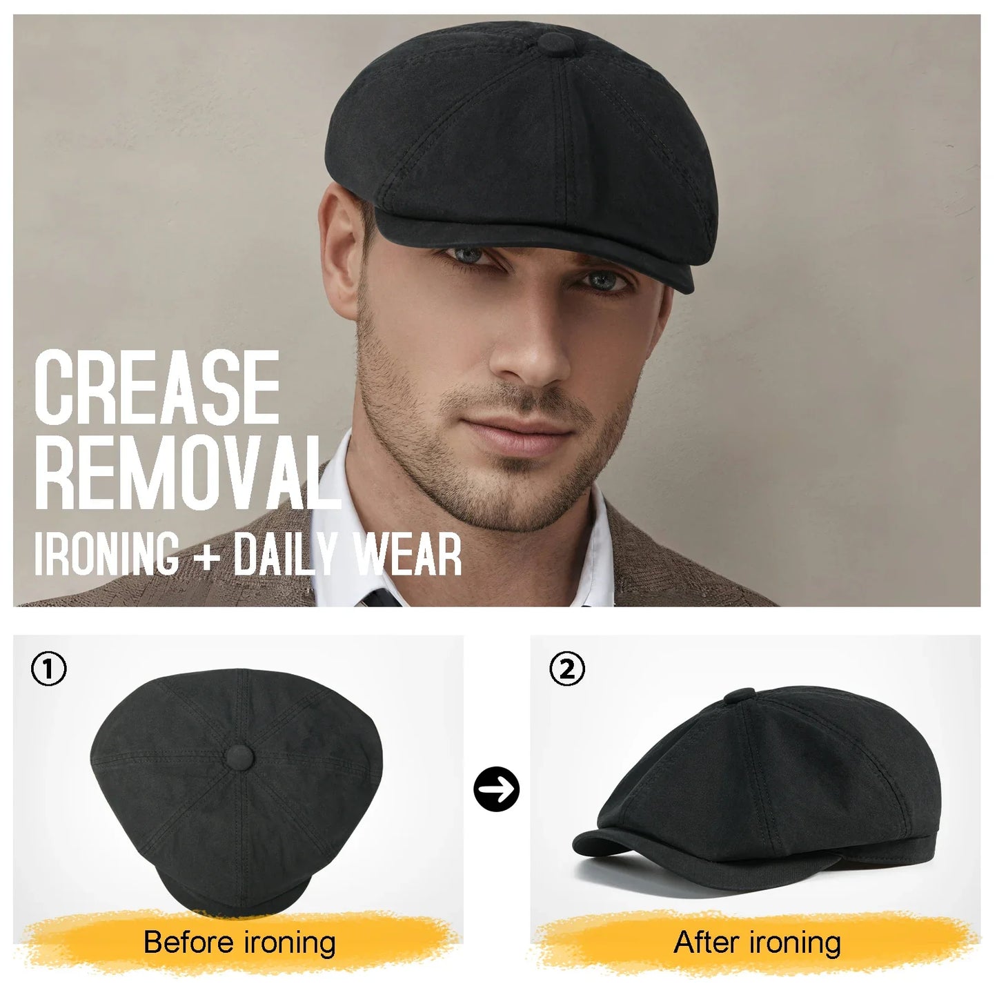Men's Newsboy Gatsby Hat 100% Cotton Vintage Flat Ivy Driving Cabbie Cap