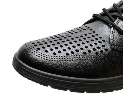 2026 Summer Men Sandals Business Casual Leather Hollow Out Shoes Breathable Soft Sole Clogs Fashion Comfortable Outdoor Slides