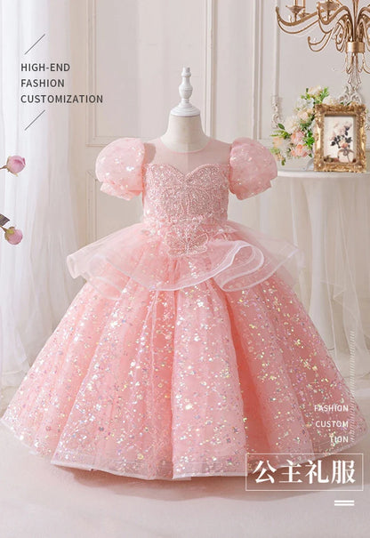 Girls' Summer New High-End Host Birthday Performance Light Luxury Piano Performance Princess Dress