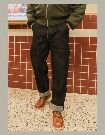 Denim Jeans Loose Straight Fit Heavyweight Raw Denim Pants