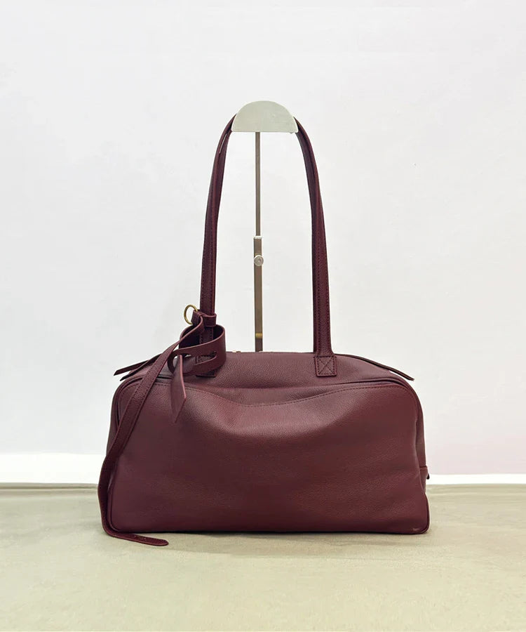 High version genuine leather pillow bag for women 2026 new all-match large capacity first layer cowhide bowling bag for women