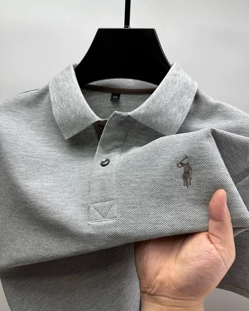 100% pure cotton high-end brand men's short sleeve polo shirt summer fashion customization horse embroidery classic Paul T-shirt