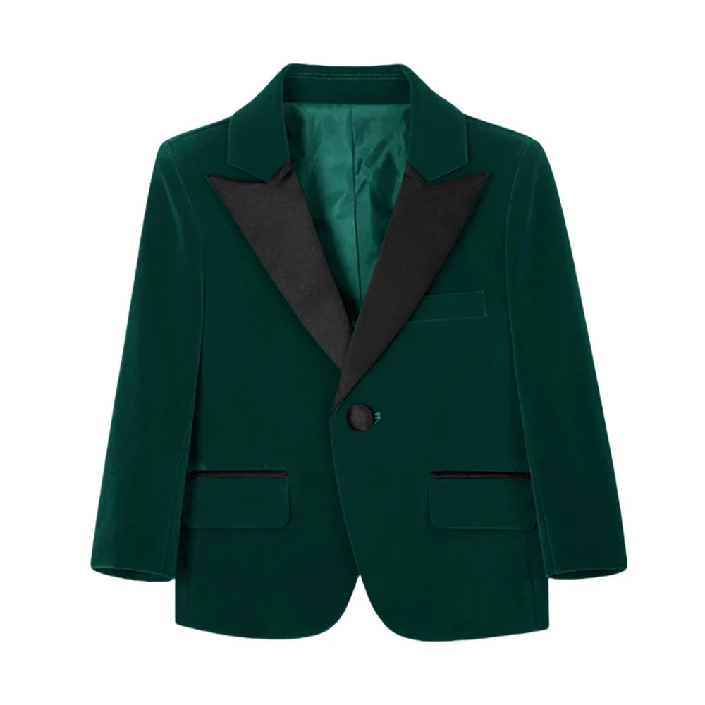 50+ Colors Velvet Suit Blazer for Kids 3-18 Years Children Formal Flannel Suit jacketm Classic Peak Lapel Suit School Uniform