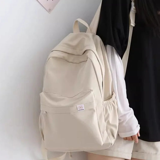 Sweet soft girl solid color large capacity student backpack new style for men and women college students simple trendy