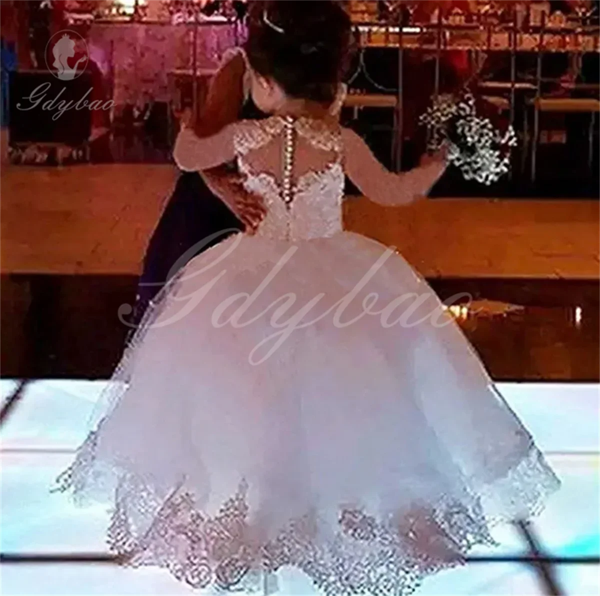 Long Sleeves Princess A Line Flower Girl Dresses for Wedding Sequins Beads Birthday Pageant Gowns Kids First Communion Dress