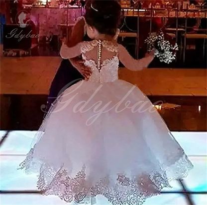 Long Sleeves Princess A Line Flower Girl Dresses for Wedding Sequins Beads Birthday Pageant Gowns Kids First Communion Dress