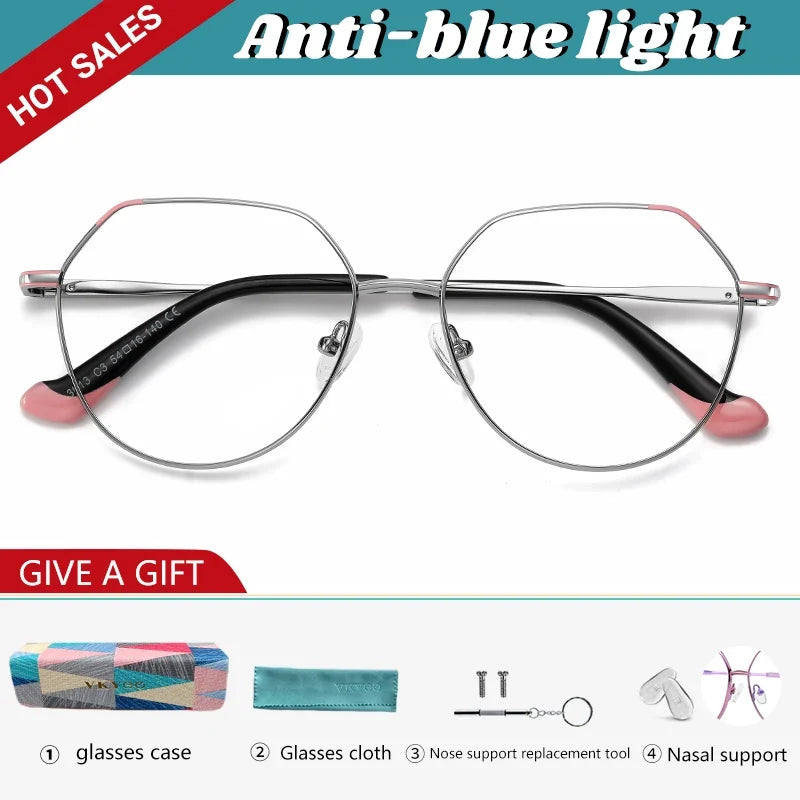 Metal Myopia Prescription Glasses Hyperopia Reading Glasses Women Anti Blue Light Computer  Glasses Optical Glasses Frame