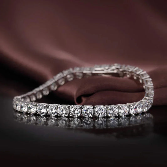 Bracelet Tennis en Moissanite Véritable pour Femmes Hommes 2.5-6.5mm Faux Diamant de Laboratoire avec Certificats Argent Sterling 925 Bijoux Fins
