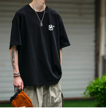 Summer Korean Oversize T-Shirt For Men Streetwear Harajuku High Quality Short Sleeve Loose Casual Tops Hip Hop Trendy Tee Male