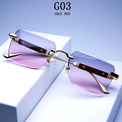 Fashion Rimless Sunglasses For Men Designer Square Sunglasses Women 2024 Trendy Retro Gafas De Sol Hombre Lunette Soleil Femme