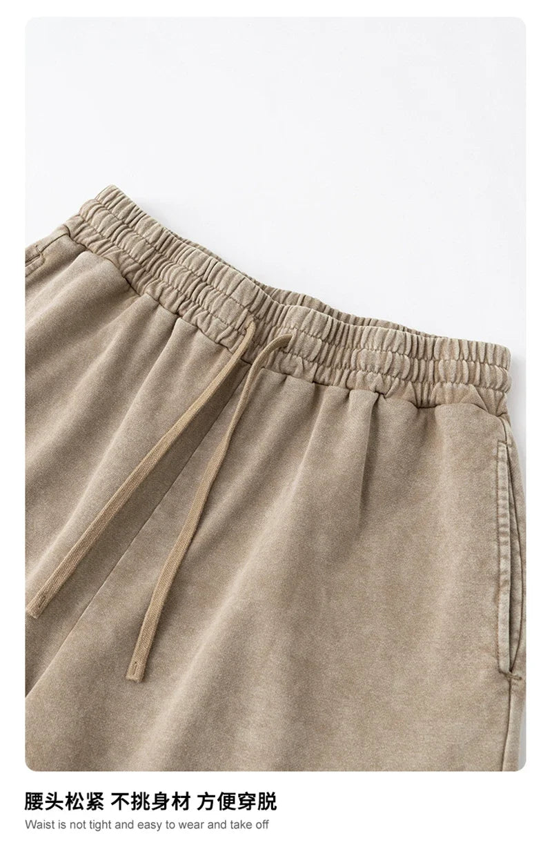 New 2025 Men Summer Loose Edge Washed Cotton Shorts Unisex Retro High Street Distressed 330gsm Shorts Brand Clothes HY1056