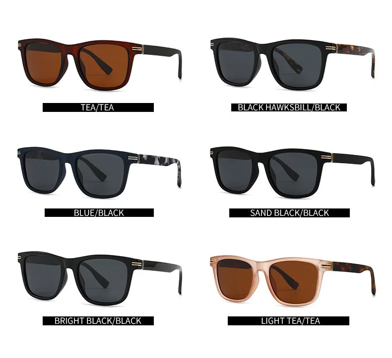 Trending Square Men Punk Rivets Sunglasses Retro Dark Green Eyewear Women Shades UV400 Polarized Sun Glasses