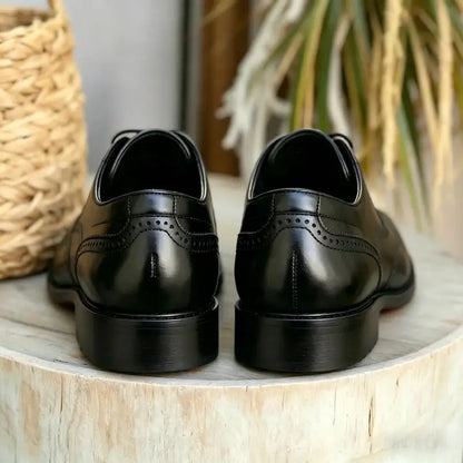 Men's Black Brogue Oxford Shoes Formal Dress Shoes for Business Wedding Red Sole Comfortable Lace-up Footwear