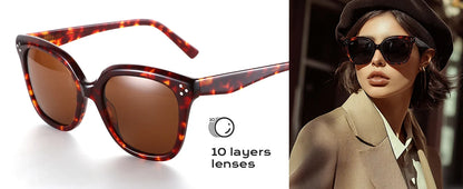 Fashion Square Polarized Sunglasses Classic Design UV400 Protection Acetate Sun Glasses Shade for Women Men