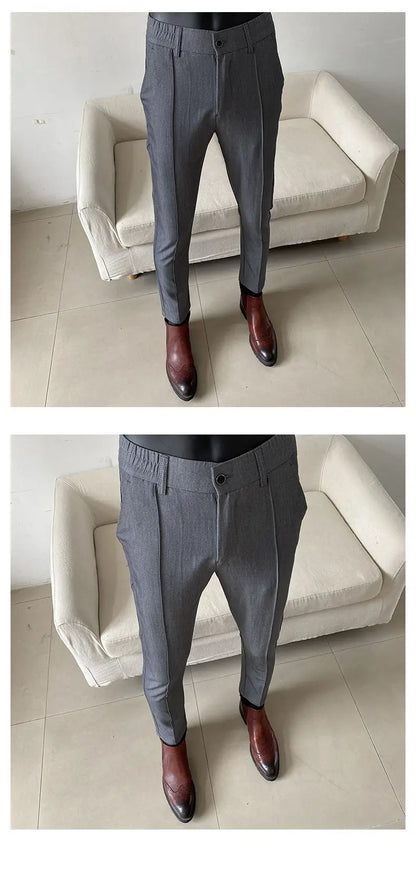 Summer New Light Thin Solid Color Suit Pants High Quality Slim Fit Stretch Trousers Men's Formal Business Social Dress Pants