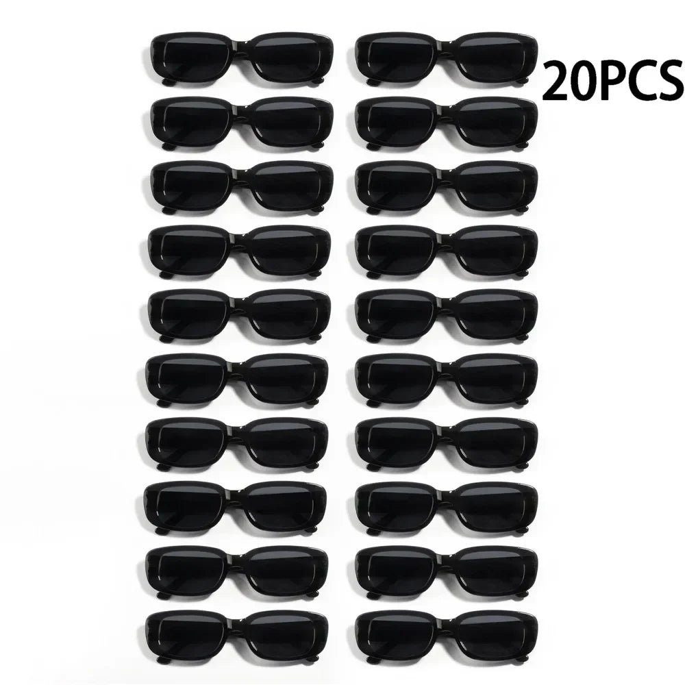20Pcs Classic Fashion Black Set Sunglasses Woman Luxury Brand Small Rectangular Sun Glasses Suitable for Holiday Gifts
