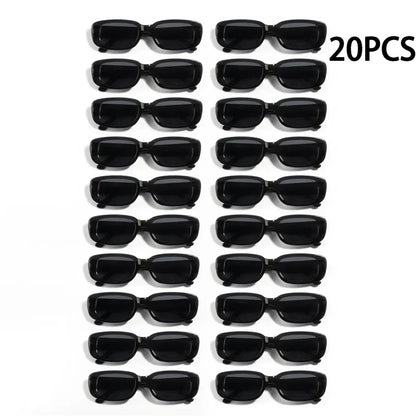 20Pcs Classic Fashion Black Set Sunglasses Woman Luxury Brand Small Rectangular Sun Glasses Suitable for Holiday Gifts