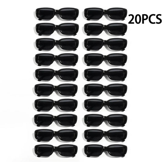 20Pcs Classic Fashion Black Set Sunglasses Woman Luxury Brand Small Rectangular Sun Glasses Suitable for Holiday Gifts