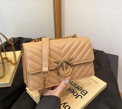 New Women Embroidered Swallow Small Square Bag Luxury Chain High End Versatile Shoulder Crossbody Bag Fashion Daily Casual Ladie