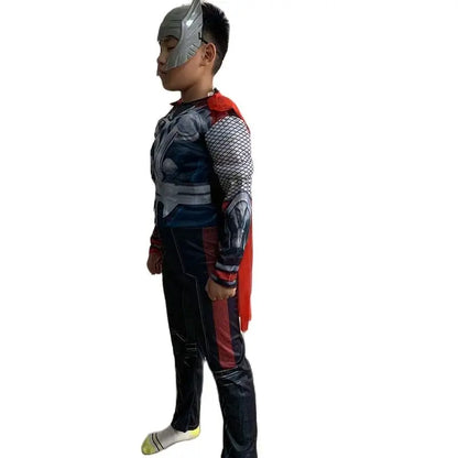 Children Thor Muscle Cos Costumes Cloak Boy Superhero Cosplay Costume With Mask Jumpsuits Halloween Carnival Clothes for Kids