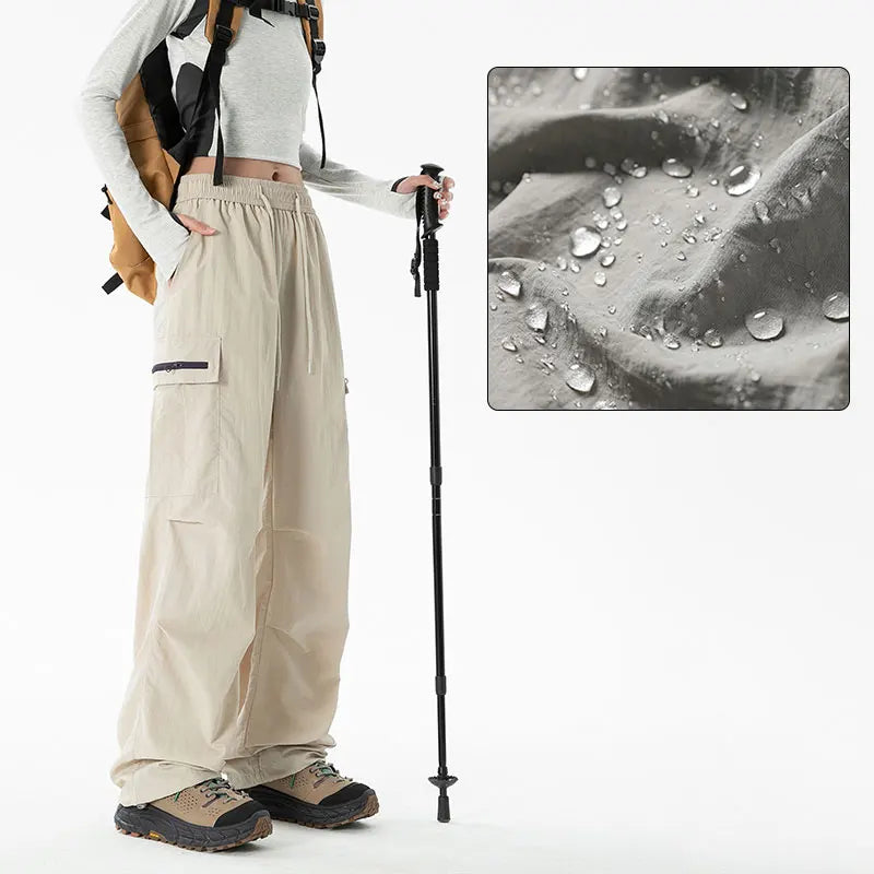 Women Hiking Pants Outdoor Waterproof Zippered Pocket Mountaineering Paratrooper Pants Autumn Breathable Camping Cycling Pants