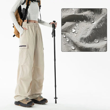 Women Hiking Pants Outdoor Waterproof Zippered Pocket Mountaineering Paratrooper Pants Autumn Breathable Camping Cycling Pants