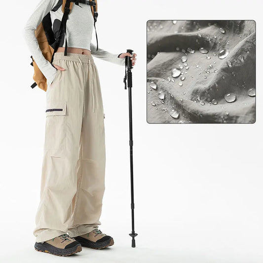 Women Hiking Pants Outdoor Waterproof Zippered Pocket Mountaineering Paratrooper Pants Autumn Breathable Camping Cycling Pants