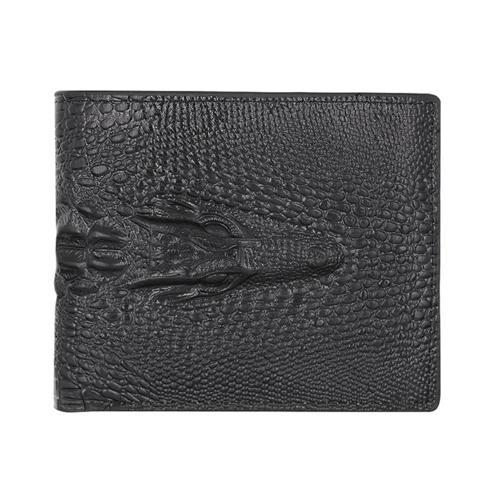 PU Leather Fashion Luxury Cattle Male Quality Design Crocodile Emboss Simple Standard Brand Wallet Handy Purse Men