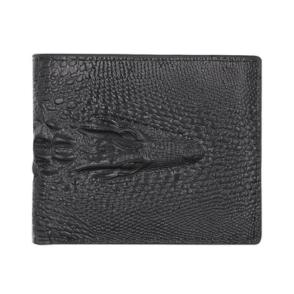PU Leather Fashion Luxury Cattle Male Quality Design Crocodile Emboss Simple Standard Brand Wallet Handy Purse Men