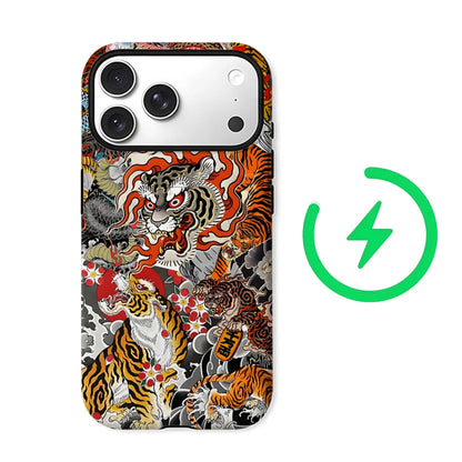 Japanese Tiger & Dragon Collage for Magnetic Phone Case for IPhone 17 16 15 14 13 Pro Max Plus Single Double-layer Tough Case