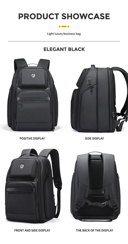 Men 36L Business Backpack USB Waterproof  Multi Pocket Backpacks Fit 17.3 Inch Laptop