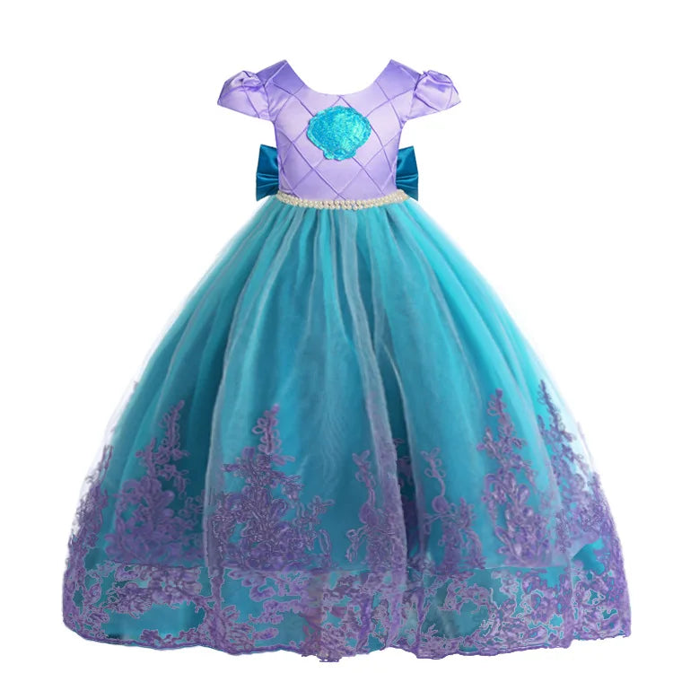 2026 Girls Birthday Mermaid Shell Dress Children Christmas Ball Gown Ariel Costume Halloween Cosplay Princess Siren Robes Dress