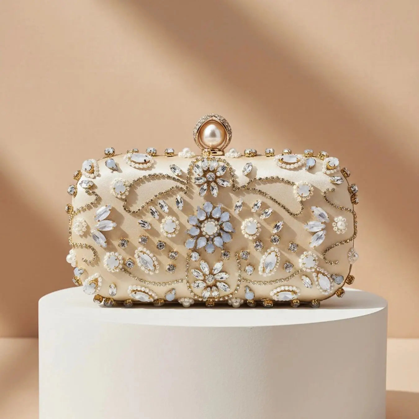 Diamonds Women Party Day Clutch Pearl Beading Wedding Evening Bags With Shoulder Chain Handbags Holder