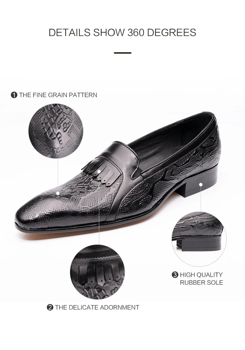 High Quality Fashion Loafers Dress Shoe Men Casual Leather Shoes Elegant Custom Mens Wedding Office Business Shoe Black Big Size