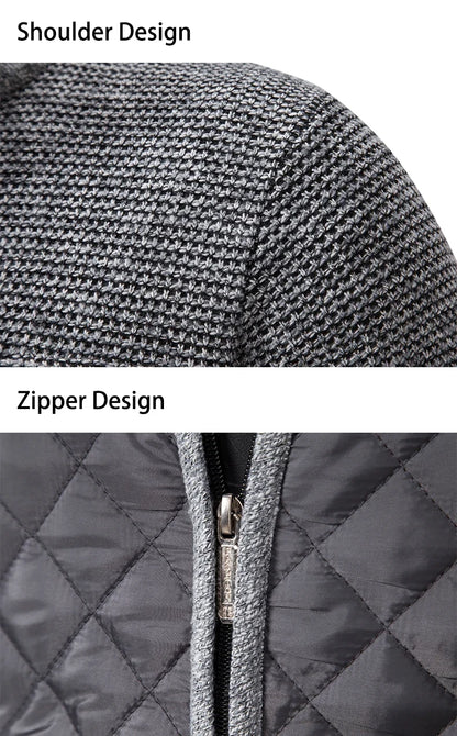 Autumn Winter Sweater Men's Loose Cardigan New Cold High Neck Jumpers Patchworked Windbreaker Casual Jackets