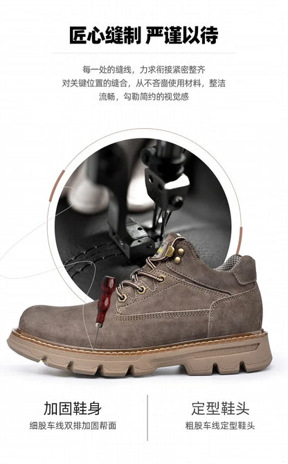 Men Genuine Leather Boots Men's English Style Thick Bottomed Work Clothes Shoes Winter Outdoor Mid Top Men's Boots