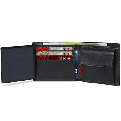 Minimalist Men Wallet with Zipper Coin Pocket RFID Credit Card Holder Tri-fold Multi-card Slot Document Holder Protective Cover