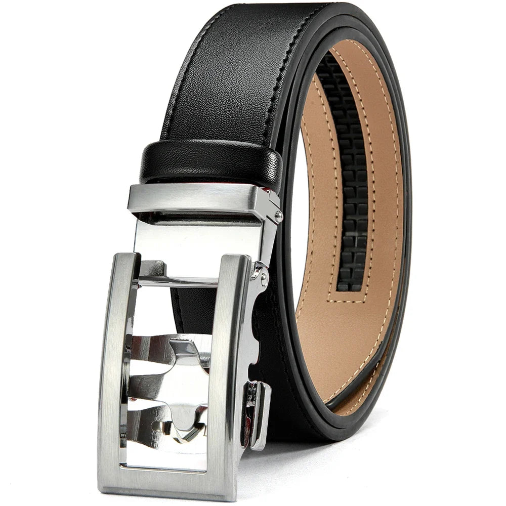 DOOPAI New Mens Belt Hollow Automatic Mens Belt Genuine Leather Luxury Belt  For Men Belt Male Strap Male Metal Automatic Buckle