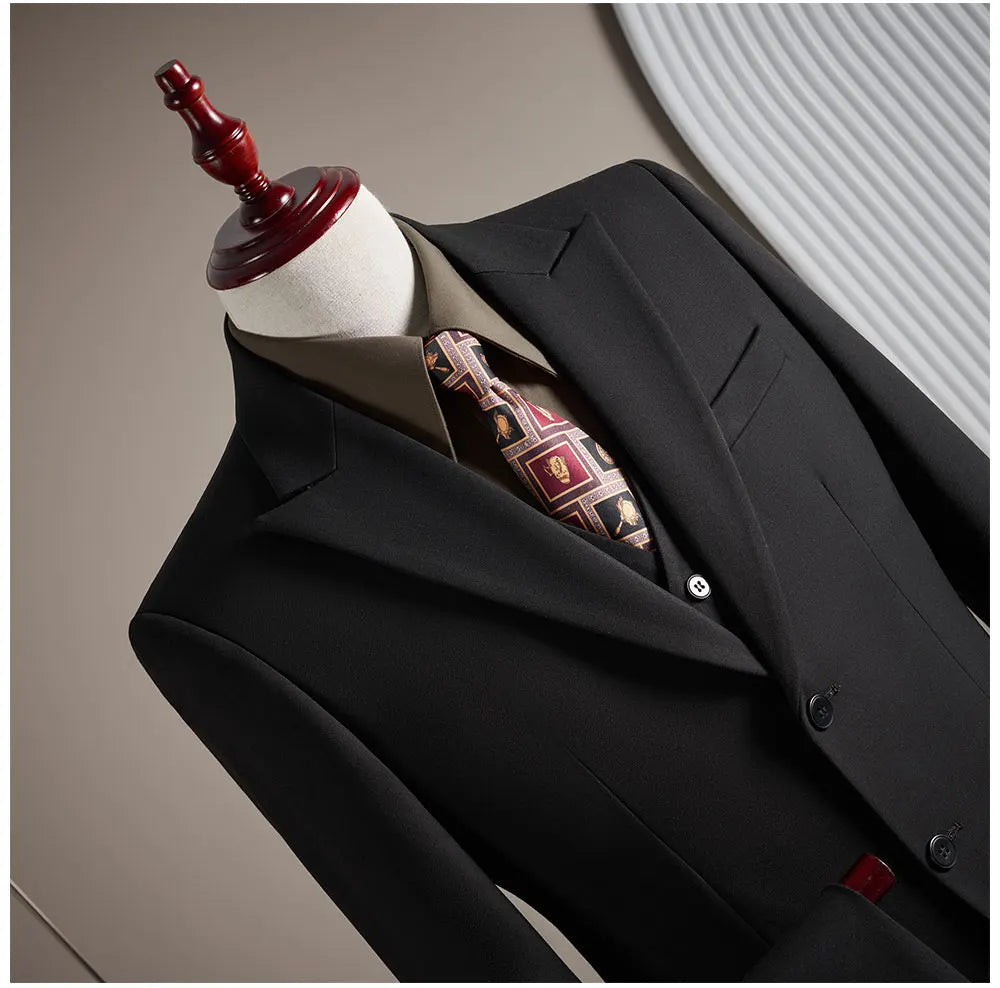 High-End Wool Suit Set for Men, Fashionable and Stylish Business Casual Three-Piece Suit, Tencel Suit, Groom's Wedding Dress