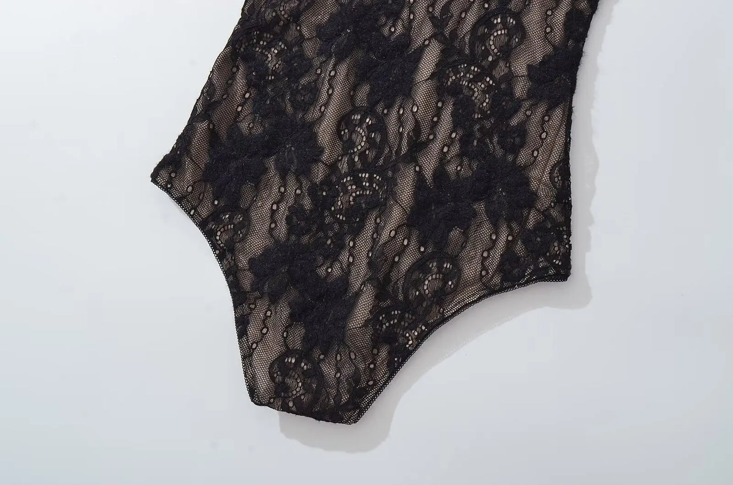 Sexy See Through Lace With Lining Backless Spaghetti Strap Bodysuit Woman Sling Tight Short Jumpsuit Slim Fit Rompers Playsuits
