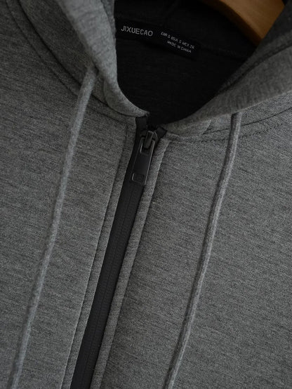 2026 Casual Women's Soild Zipper Hoodie Long Sleeve Big Pocket Zipper Jacket With Hood Female Loose Outerwear Coat Tops