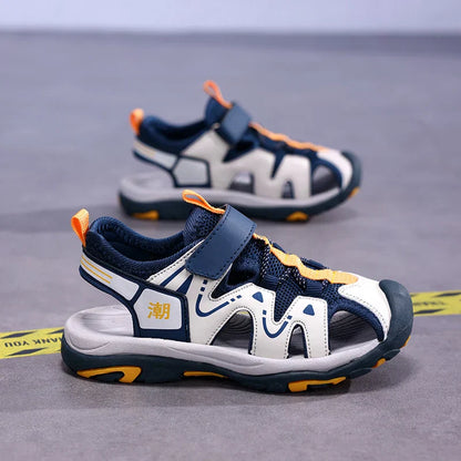 2026 New Summer Kids Beach Sandals Closed Toe Anti Bump Children's Walking Flat Shoe Outdoor Breathable Boy's Soft Sole Sandals