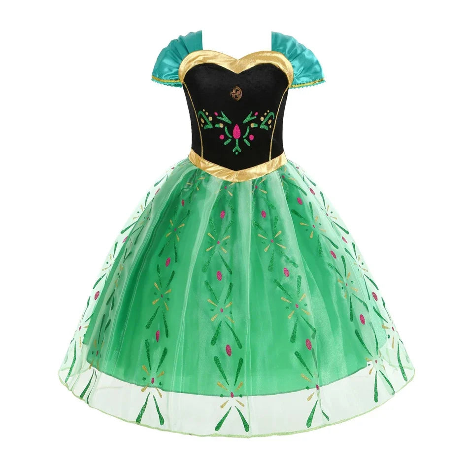 Elsa Anna Snow Queen Princess Dress for Girls Birthday Halloween Christmas Carnival Cosplay Outfit Kids 2-8Y Vestido