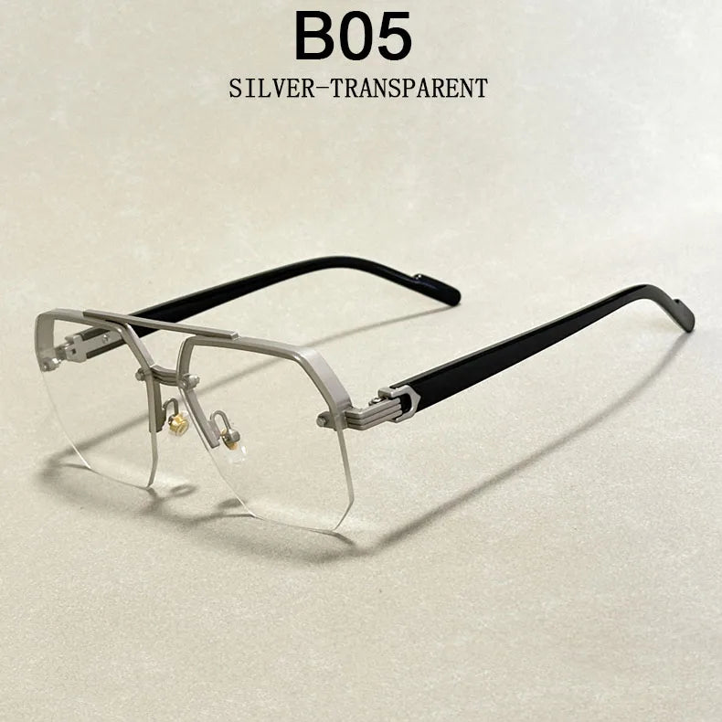 Semi-Rimless Sunglasses For Men Vacation Square Sunglasses Women Trendy Vintage Fashion Glasses Gafas De Sol Hombre Zonnebril