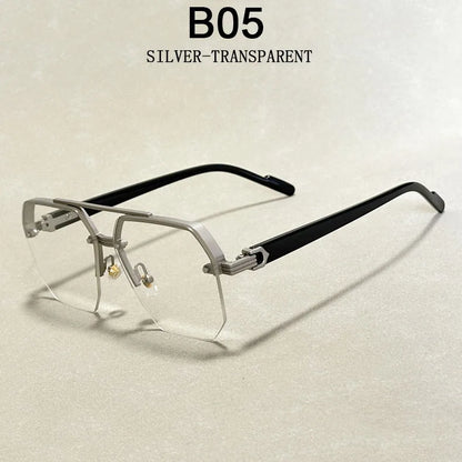 Semi-Rimless Sunglasses For Men Vacation Square Sunglasses Women Trendy Vintage Fashion Glasses Gafas De Sol Hombre Zonnebril
