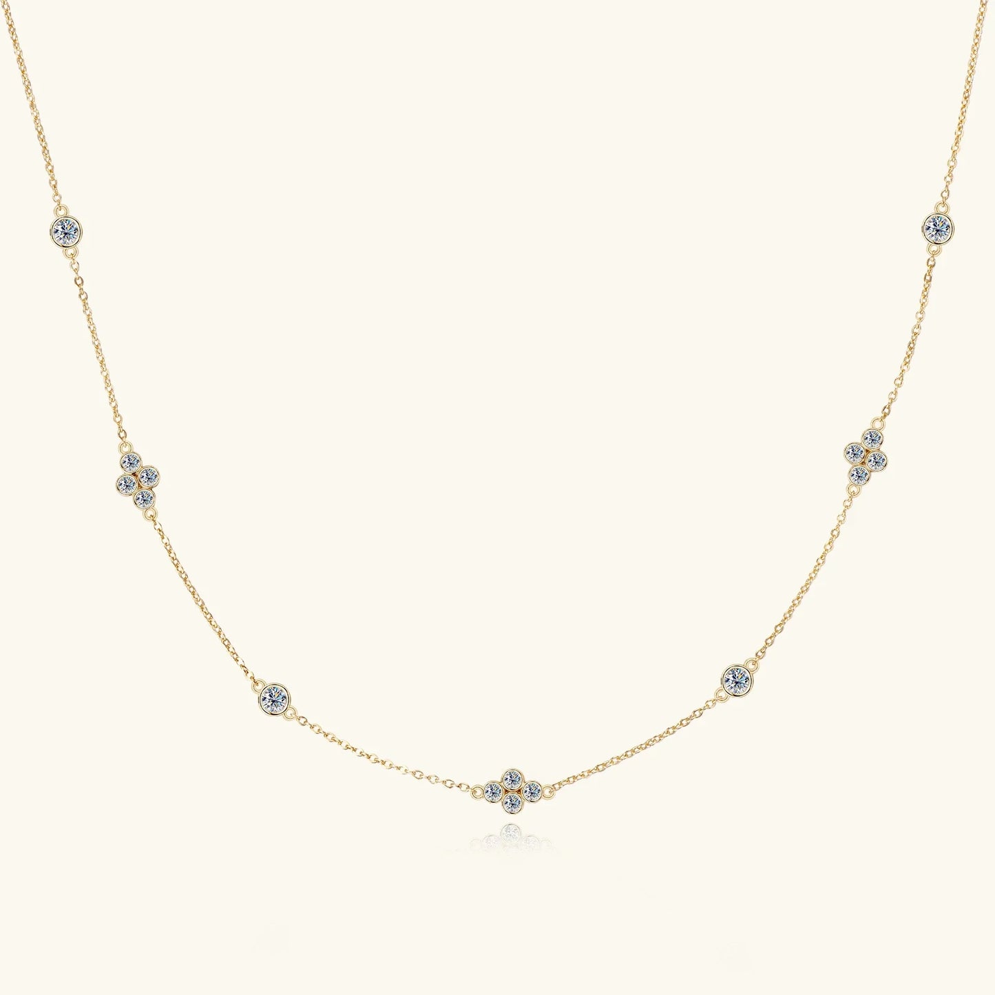 925 Sterling Silver Choker Necklaces 3mm Moissanite Clover Necklace for Women Neck Chain Female Jewelry Gift